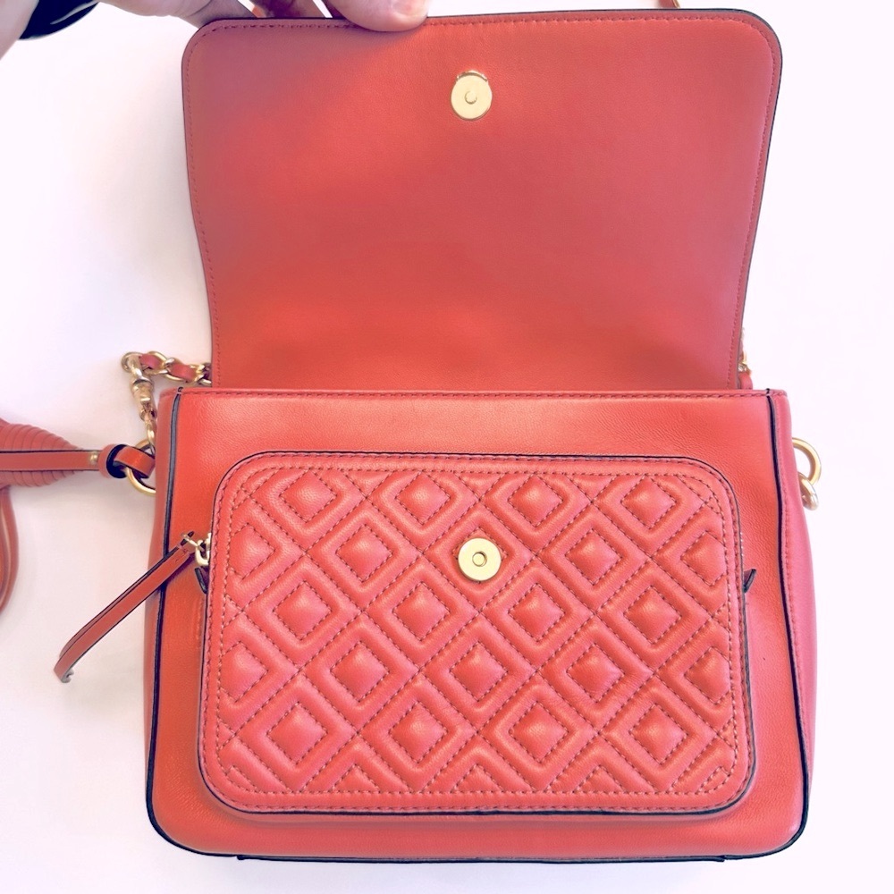 Tory Burch Fleming small leather crossbody convertible spring Pink bag purse - Picture 10 of 14